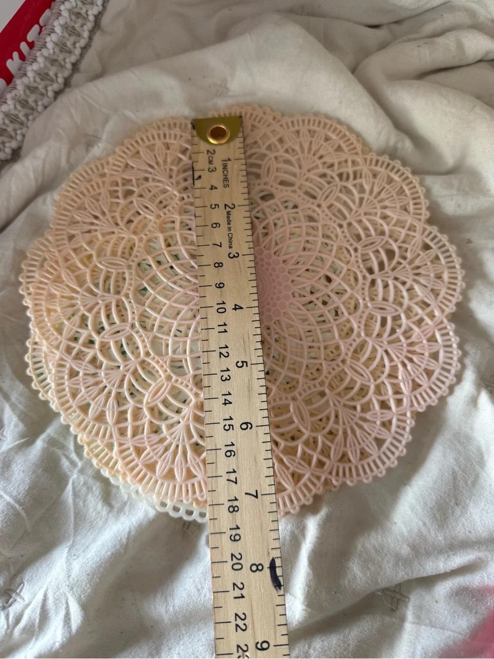 Vintage Pastel Plastic Lace Doilies Placemats Coasters Mixed Set